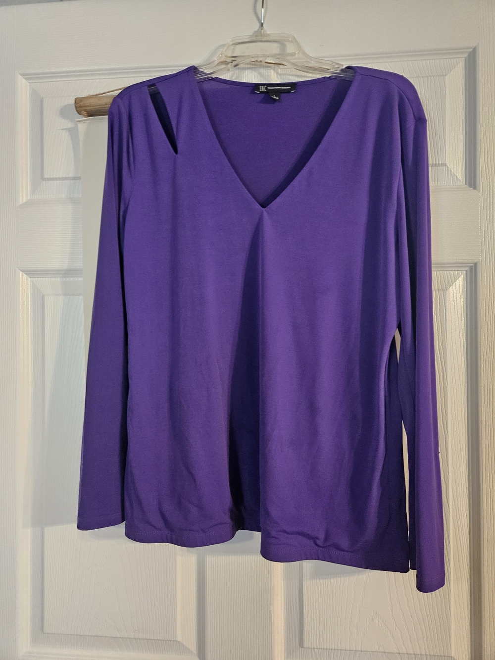 INC International Concepts Deep Purple V-Neck Long Sleeve Top